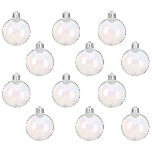 12 Pcs Holiday Ornaments Fillable Pearl Bubble Ball Christmas Decoration