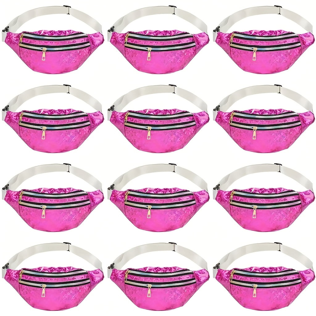 12 Pcs Holographic Fanny Packs for Wedding Party, Shiny Pink Waist Bags — free download