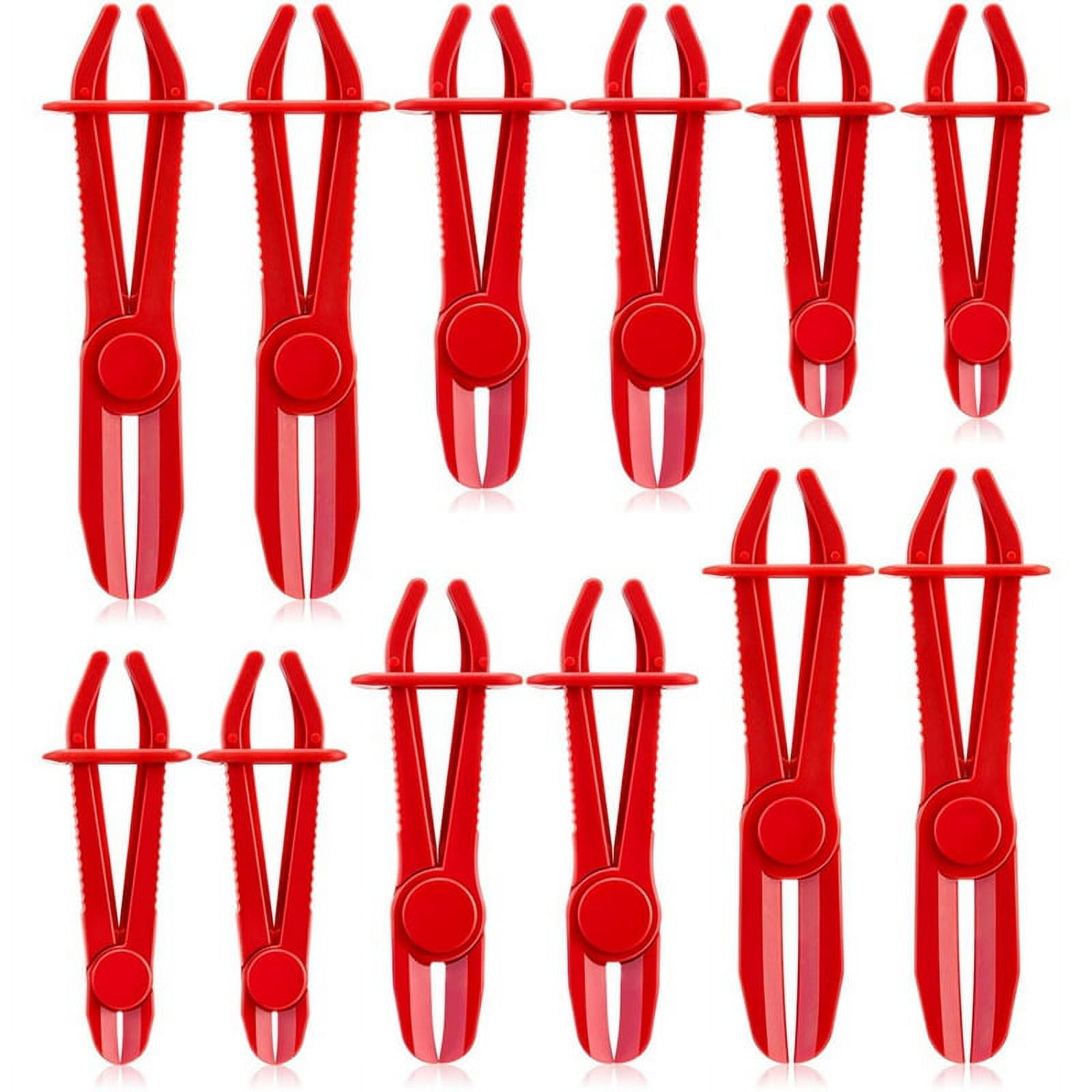 12 Pcs Hose Clamp Pliers Hose Pinch Pliers Hose Pliers Line Clamp Pinch Clamp Tool, Red, 3 Sizes