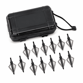 12 Pcs Hunting Broadheads, 3 Blades Archery Broadheads 100 Grain Hunting Screw-in Arrow Tips Compatible with Crossbow and Compound Bow