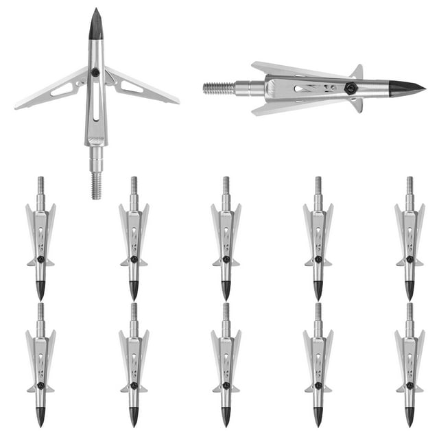 12 Pcs Hunting Broadheads, EEEkit 3 Blades Archery Broadheads 100 Grain