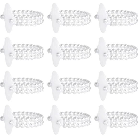 12 Pcs Imitation Pearl Stretch Bracelets Pearl Stackable Strand with Organza Bags for Bridesmaid Bridal Party Wedding Flower 1set