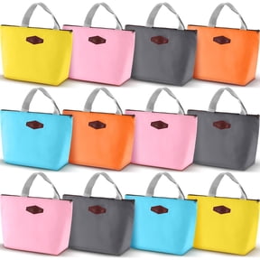 12 Pcs Insulated Lunch Bags Aesthetic Lunch Bag Lunch Tote Bag Bulk with Zipper Thermal Leakproof Lunch Bags or Women Men Office Work School Picnic Beach Fishing (4 Bright Color)