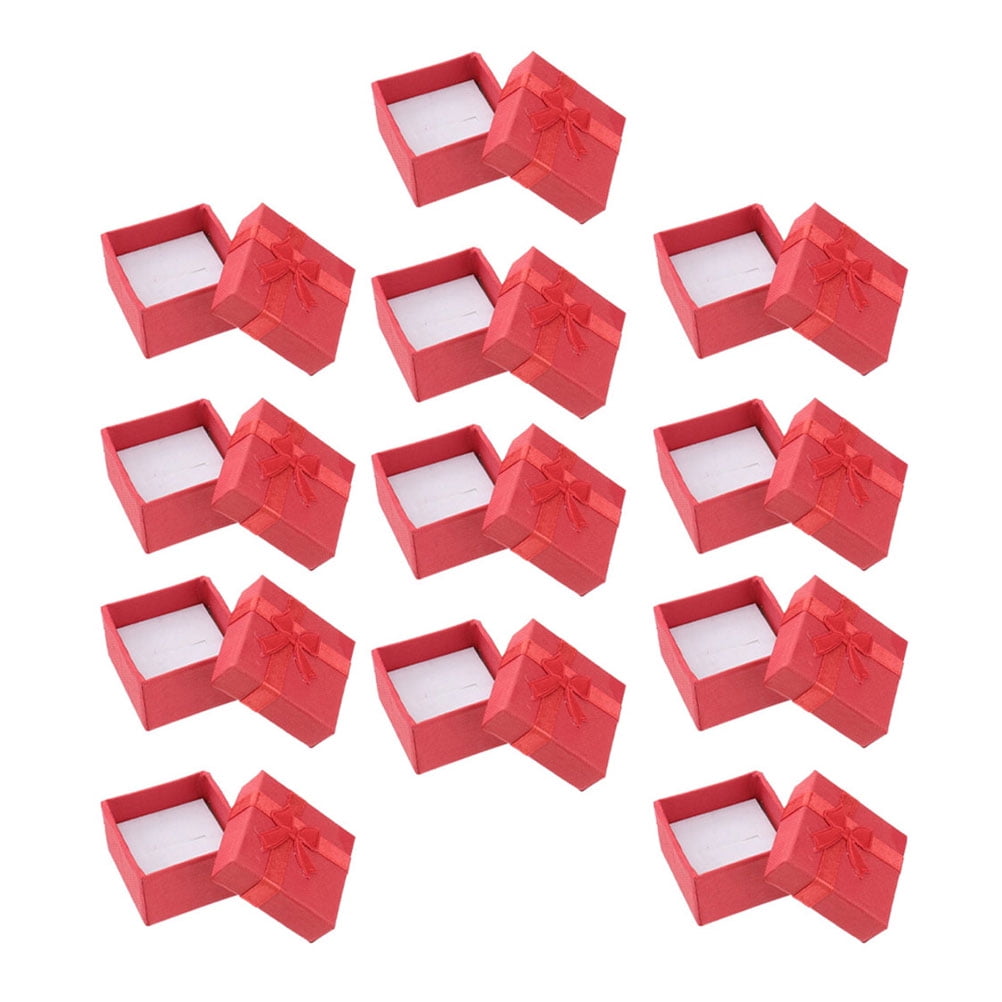 HEIN-WERNER 12 Pcs Jewelry Boxes Cotton Filled Gift Case Ring Packaging for Small Businesses Necklace Bow Tie Red Paper