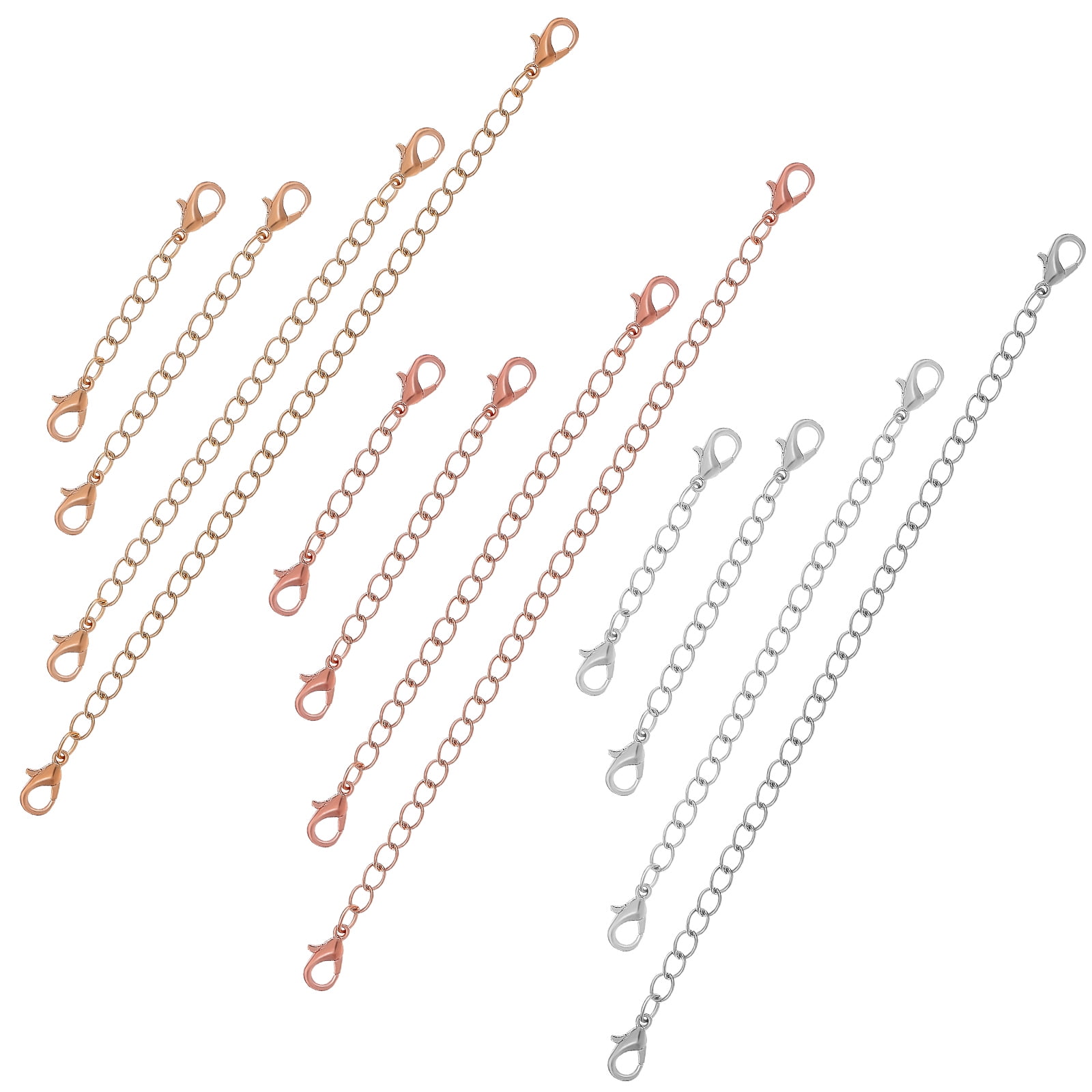 FANN 12 Pcs Jewelry Rose Gold Necklace Extender Bracelet Chain Extenders Chains Extension