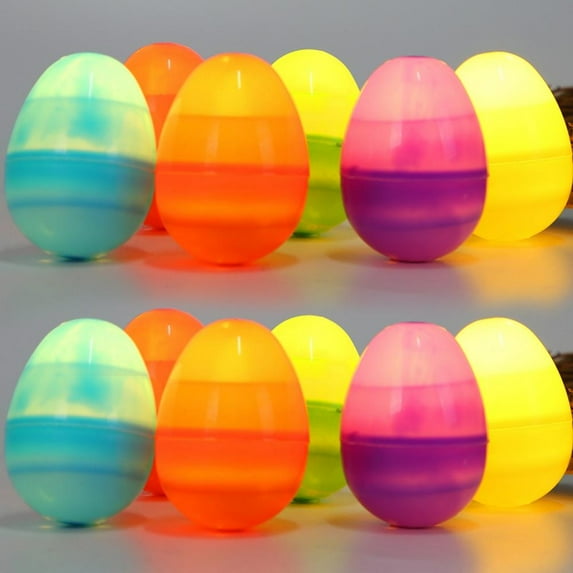 12 Pcs Jumbo Plastic Bright Assorted Easter Eggs for Filling Treats, Easter Theme Party Favor, Easter Eggs Hunt, Basket Stuffers Fillers, Classroom Prize Supplies Toy