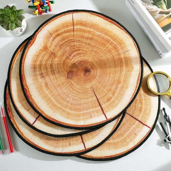 12 Pcs Kids Carpet Circle Seats for Classroom 16 Inch Round Floor Mat Kids Floor Cushions Soft Educational Classroom Rug Non Slip for School Learning Playing Areas(Log Style)