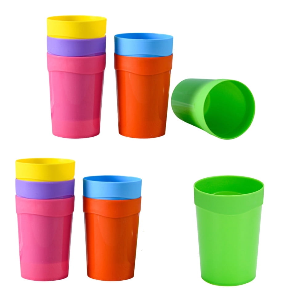 12 Pcs Kids Cups, Reusable Plastic Cups 400ml Small Plastic Drinking Cups Tumblers Set,for Party, Christmas, Holidays