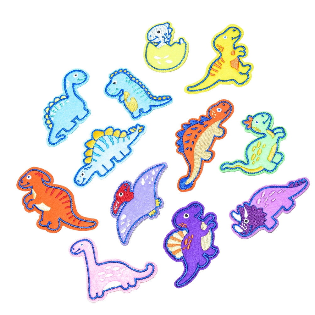 Pink Dinosaur Iron On Patch - 2 Inch Embroidered Applique, Easy To Attach To Hats, Backpacks, Jackets