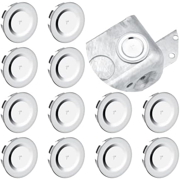 12 Pcs Knockout Seal Electrical Box 1 Inch Knockout Plugs Round Steel Removable Seal Cap for Closure Unused Box Outlets, Compatible with Size of The Conduit Pipe