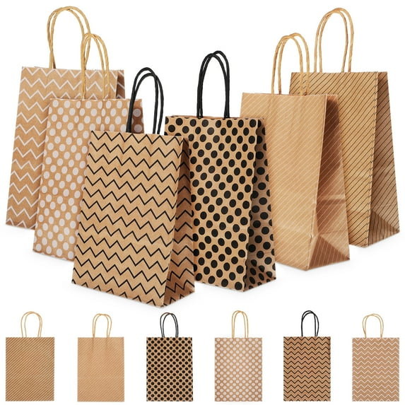 12 Pcs Kraft Paper Bags Gift Bags With Handles Brown Paper Bags Gift Box Wrapping Bags Shopping Bags