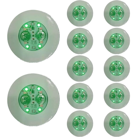 12 Pcs LED Coasters Multicolor, Light Up Coasters with 3 Modes for Drinks, Ultra-Thin Cup Sticker LED Bottle Lights Flashing Lights for Party Bar Wedding Champagne (Green)