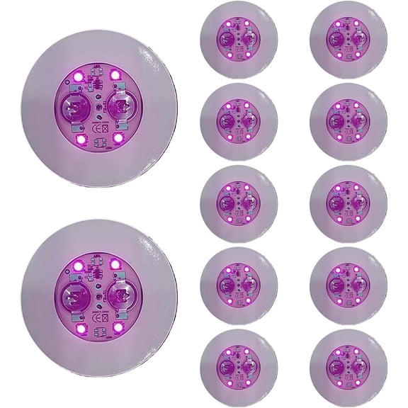 12 Pcs LED Coasters Multicolor, Light Up Coasters with 3 Modes for Drinks, Ultra-Thin Cup Sticker LED Bottle Lights Flashing Lights for Party Bar Wedding Champagne (Purple)