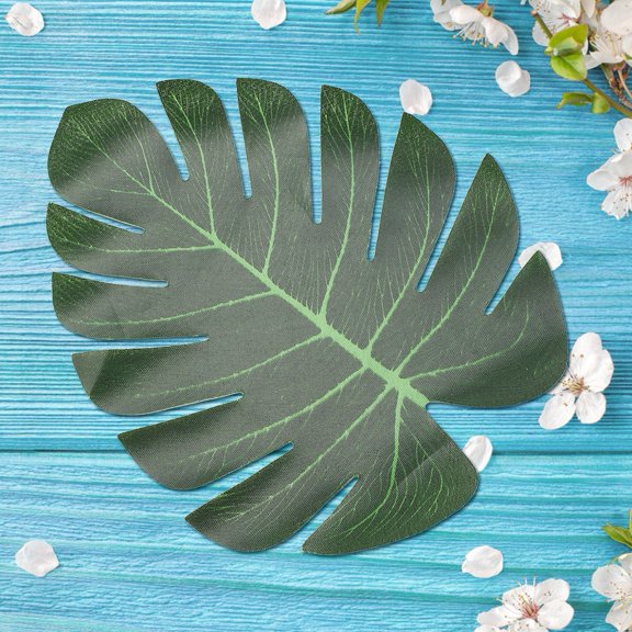 12 Pcs Large Artificial Leaves Green Palm Tree Leaf Home Party Wedding Decoration (21.5cm)