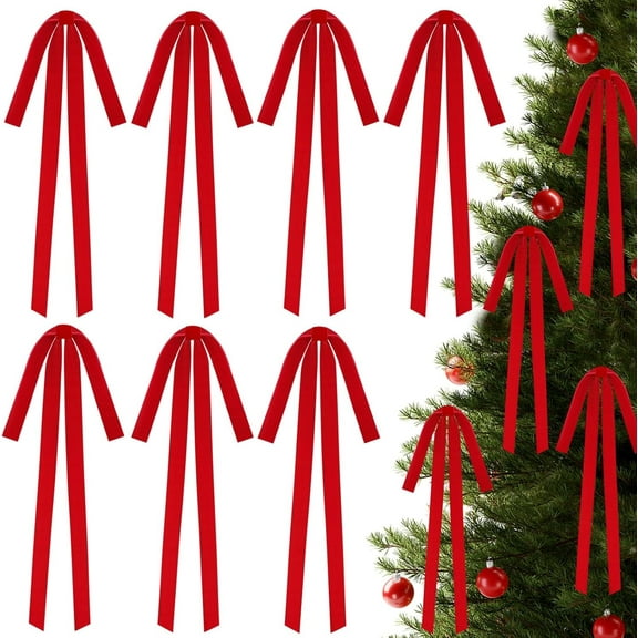 12 Pcs Large Velvet Christmas Bows 23.5x15.5 Inches Vintage Velvet Staircase Wreaths Garland Bows with Twist Tie Rustic Crafts Swag Ribbon Bow for Xmas Tree Indoor Outdoor Decorations