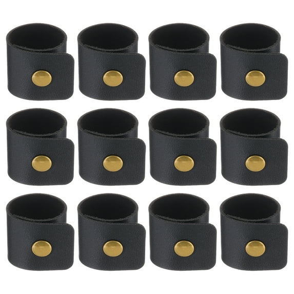 12 Pcs Leather Napkin Rings Rustic Table Decor Thanksgiving Black