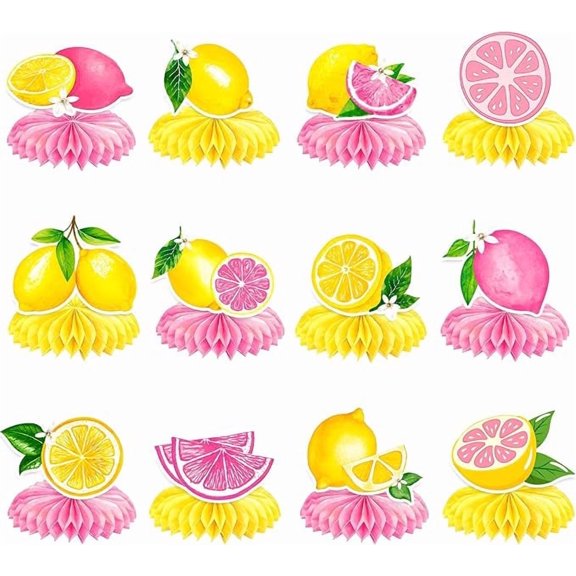 12 Pcs Lemon Party Decorations, Pink Lemon Birthday Decorations