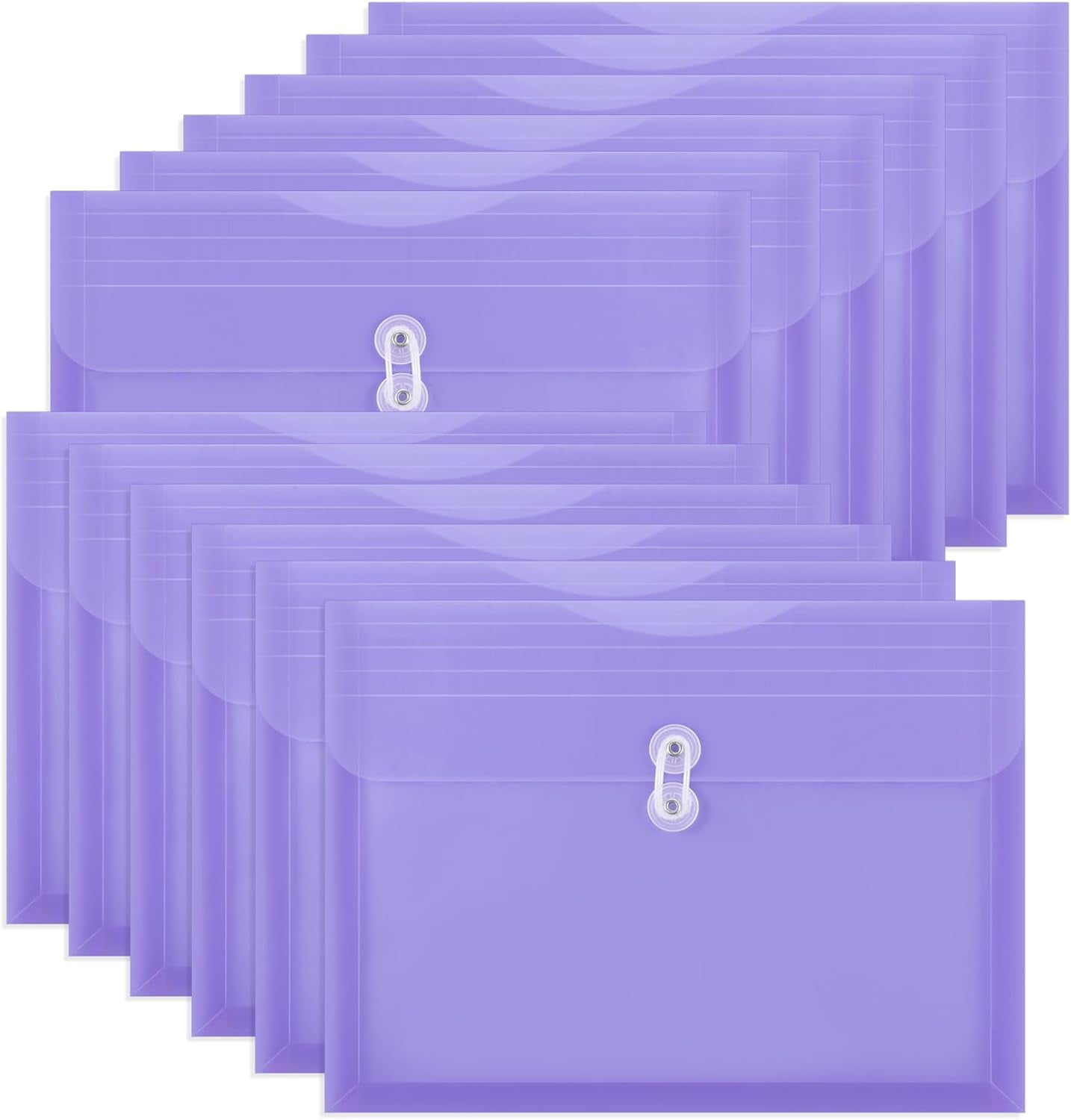 12 Pcs Letter Size Plastic Envelopes with String Closures Employee File Folders Reusable Poly Pockets Side Load Plastic Document Envelope Plastic Paper Organizer for Office School Home (Clear)