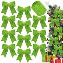 12 Pcs Lime Christmas Bows Christmas Tree Decorations 5.9 Inch Faux Fur Xmas Bows for Xmas Tree Ornaments Wreath DIY Craft Gift Wrapping Holiday Wedding Party Decoration(Green)