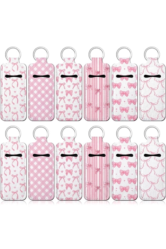 Lightweight Pink Bow Key Ring Keychain with 12 Clips, Other