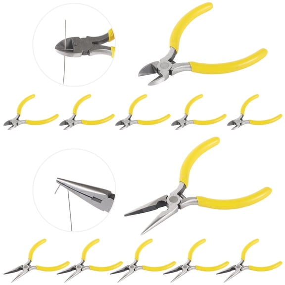12 Pcs Long Nose Pliers, 5 Inch Mini Diagonal Pliers Set, Portable Craft Pliers with Comfortable Grip for Jewelry Making, Electronics, DIY