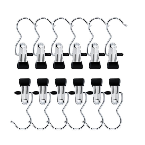 12 Pcs/Lot Stainless Steel Laundry Hooks Boot Clips Household Clothes Storage Rack Home Travel Sock Hangers for Boots Hats Ties Towels