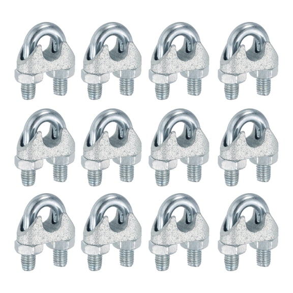 12 Pcs M10 Steel Wire Rope Clip Clamps, 1/2" Wire Rope U-Bolt Cable Clamps Saddle Fastener