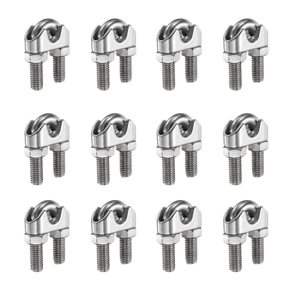 12 Pcs M12 1/2" Wire Rope U-Bolt Cable Clamps Saddle Fastener FOR Wire Rope Rigging Tent Rope Guardrail System
