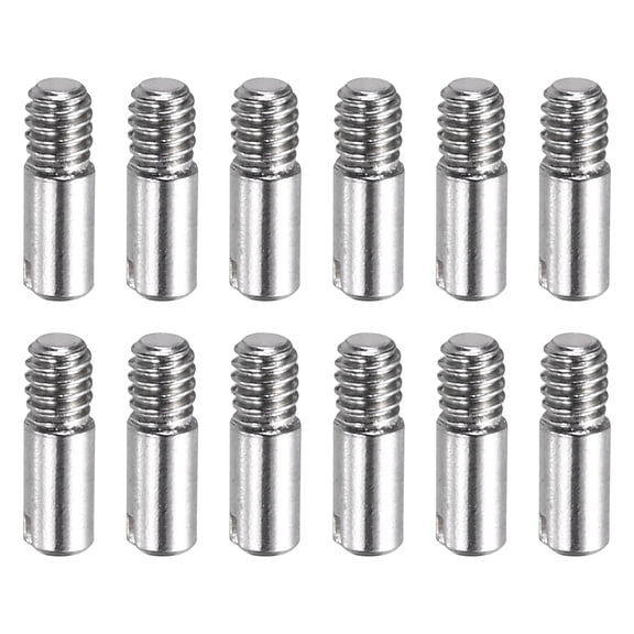 12 Pcs M2 x 6mm Slotted Cylindrical Pins, 304 Stainless Steel External Thread Locating Parallel Pins