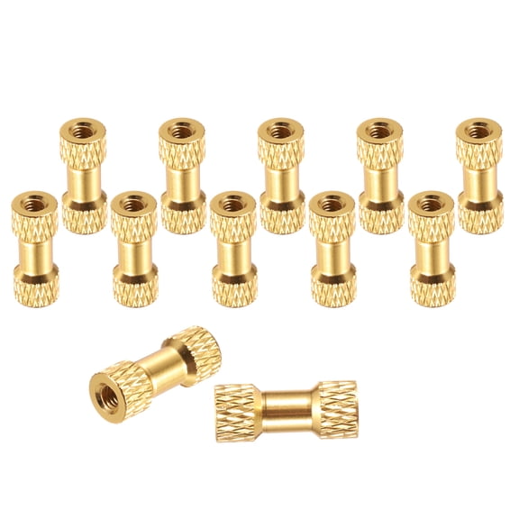 12 Pcs M3 x 15mm Knurled Aluminum Standoff Double-Head Spacer Column for FPV Drone RC Airplane Racing Car Simracing, Gold Tone