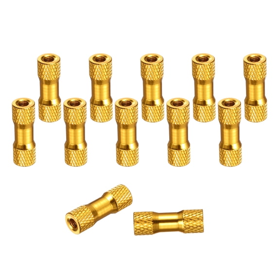 12 Pcs M3 x 18mm Knurled Aluminum Standoff Double-Head Spacer Column for FPV Drone RC Airplane Racing Car Simracing, Golden