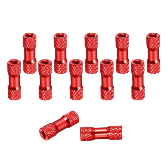 12 Pcs M3 x 18mm Knurled Aluminum Standoff Double-Head Spacer Column for FPV Drone RC Airplane Racing Car Simracing, Red
