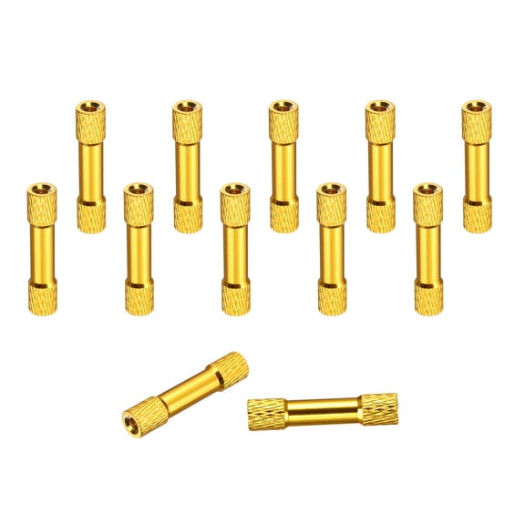 12 Pcs M3 x 28mm Knurled Aluminum Standoff Double-Head Spacer Column for FPV Drone RC Airplane Racing Car Simracing, Golden