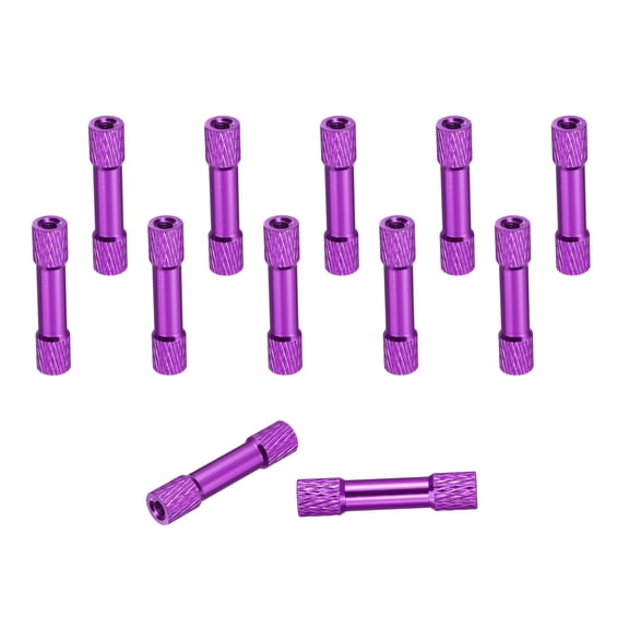 12 Pcs M3 x 28mm Knurled Aluminum Standoff Double-Head Spacer Column for FPV Drone RC Airplane Racing Car Simracing, Purple
