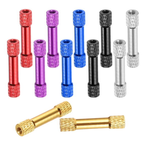 12 Pcs M3 x 30mm Knurled Aluminum Standoff Double-Head Spacer Column for FPV Drone RC Airplane Racing Car Simracing, Red/Black/Dark Blue/Silver Tone/purple/Gold Tone