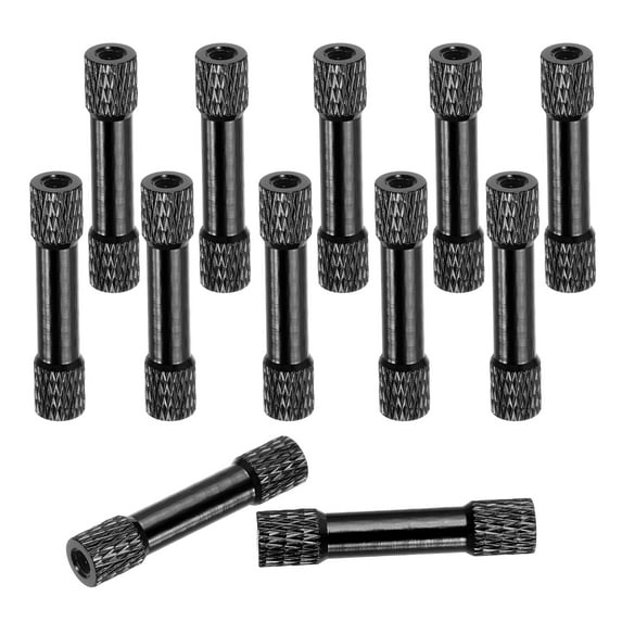 12 Pcs M3 x 30mm Knurled Aluminum Standoff Double-Head Spacer Column for FPV Drone RC Airplane Racing Car Simracing, Black
