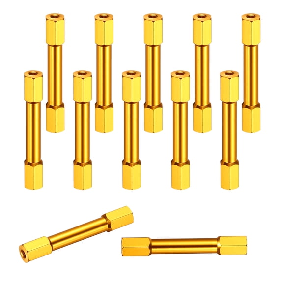 12 Pcs M3 x 40mm Knurled Aluminum Standoff Double-Head Spacer Column for FPV Drone RC Airplane Racing Car Simracing, Gold Tone