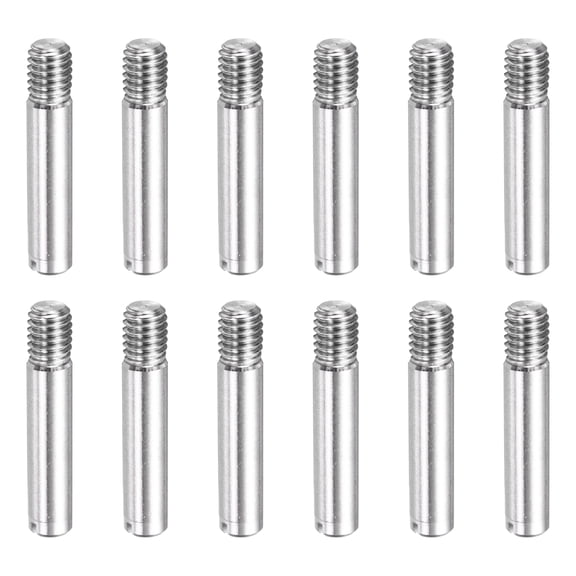 12 Pcs M6 x 30mm Slotted Cylindrical Pins, 304 Stainless Steel External Thread Locating Parallel Pins