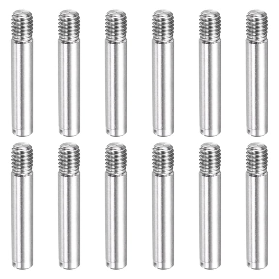 12 Pcs M6 x 35mm Slotted Cylindrical Pins, 304 Stainless Steel External Thread Locating Parallel Pins