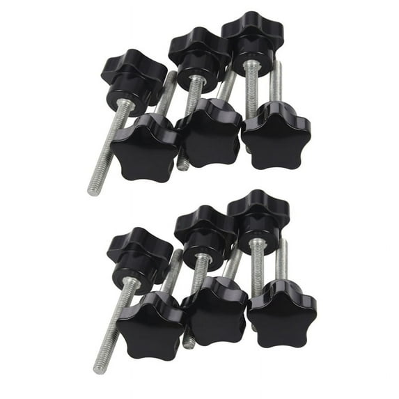 12 Pcs M6 x 50 mm Locking Star-Shaped Plastic Male Thread Knob Grip