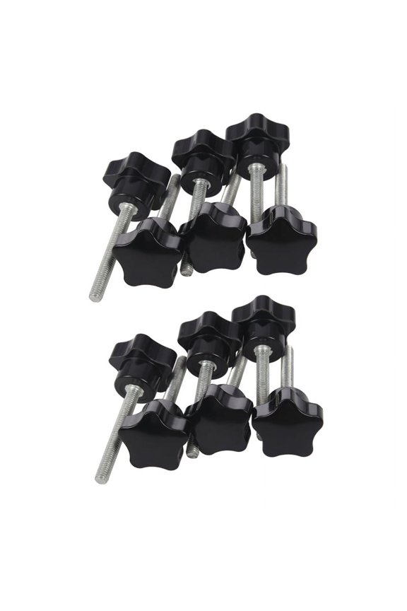 12 Pcs M6 x 50 mm Locking Star-Shaped Plastic Male Thread Knob Grip