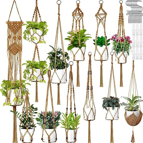 12 Pcs Macrame Plant Hangers Macrame Hanging Planters for Indoor Plants ...