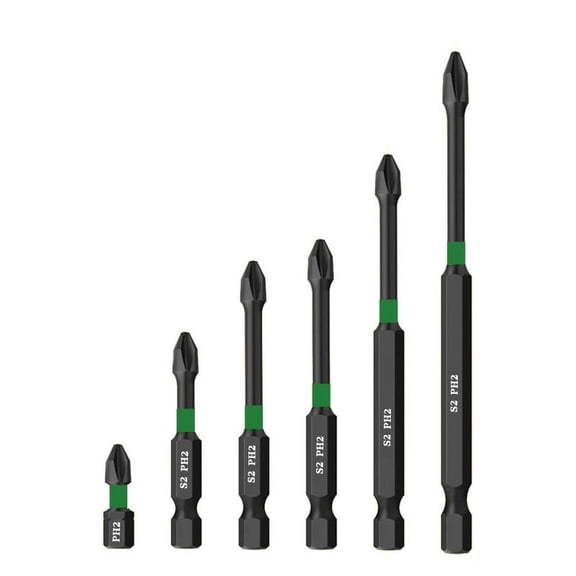 12 Pcs Magnetic Screwdriver Bit Set, S2 Alloy Steel Material Impact Screwdriver Bits, 1/4 Inch Hex Shanks (25-150mm)
