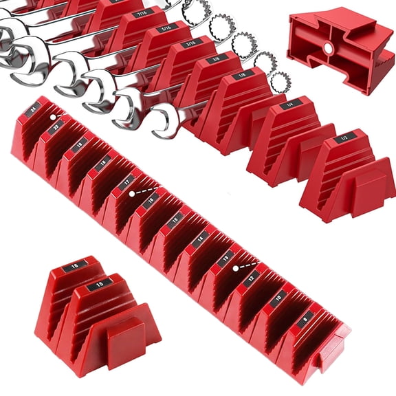 12 Pcs Magnetic Wrench Organizer, Modular Tool Box Drawer Holder, for SAE & Metric Wrenches, Toolbox Organization for Mechanics