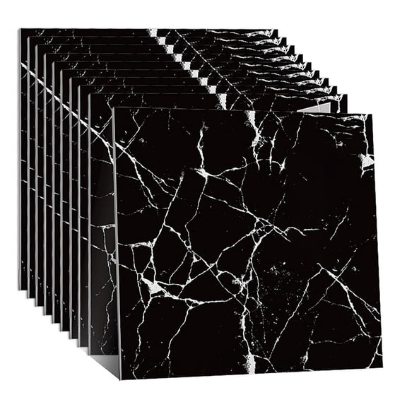 12 Pcs Marble Backsplash Waterproof Wall Panels,Bexikou Self Adhesive Marble Tiles,11.8"x11.8" Wall Panels for Bathroom, Kitchen, Living Room and Laundry Room