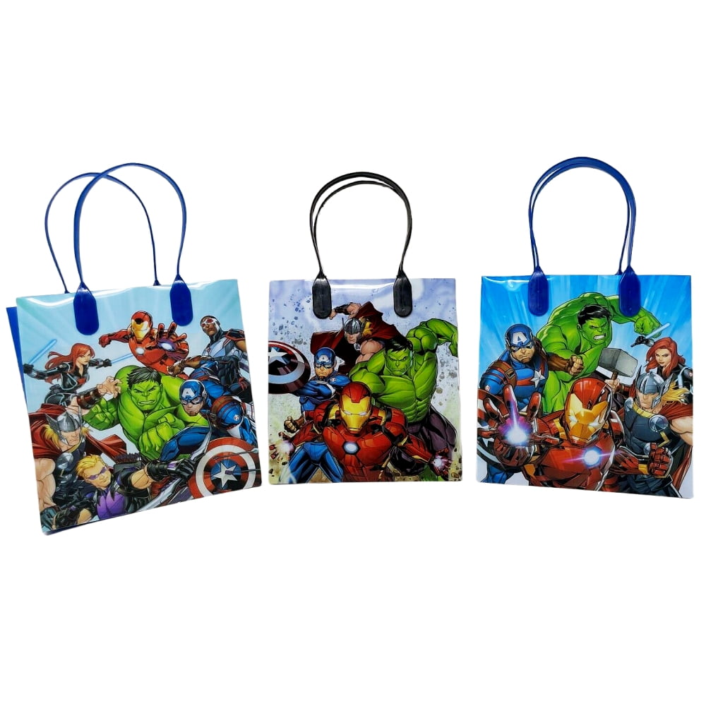 12 Pcs Marvel Avengers Small Party Favor Bags for Kids, Avengers Reusable Goodie Bags for Kids 6"