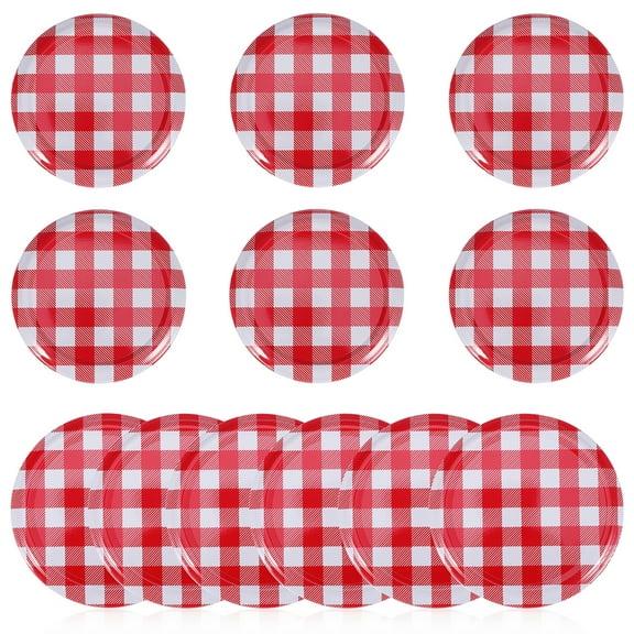 12 Pcs Mason Jar Red Cap Sealer Kichen Acessories Buffalo Plaid Lids Drinking Jars Caps