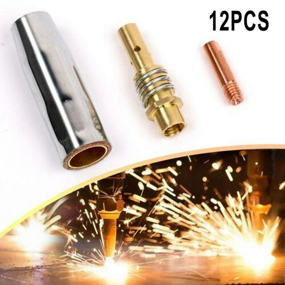 12 Pcs Mb15 Mig Welding Nozzle Shroud Contact Tips 0.8/1 Mm M6 Tip Holder Kit 0.8Mm