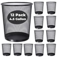 thumbnail image 1 of 12 Pcs Mesh Trash Cans 4.5 Gallon Open Top Mesh Waste Wastebasket Lightweight Trash Bin Metal Basket Garbage Can for Kitchen Office Dorm Room Living Bedroom Under Desk Home Black, 1 of 15