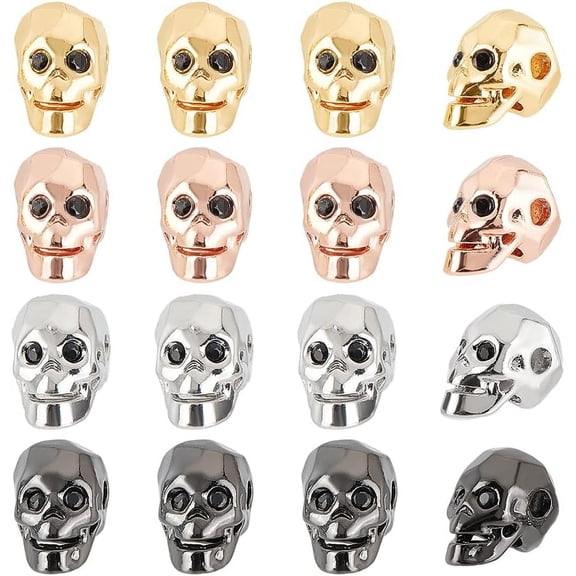 12 Pcs Metal Beads 4 Colors Brass Head Beads Shape Loose Spacer Beads for DIY Crafts Jewelry Making Supplies Mixed Color